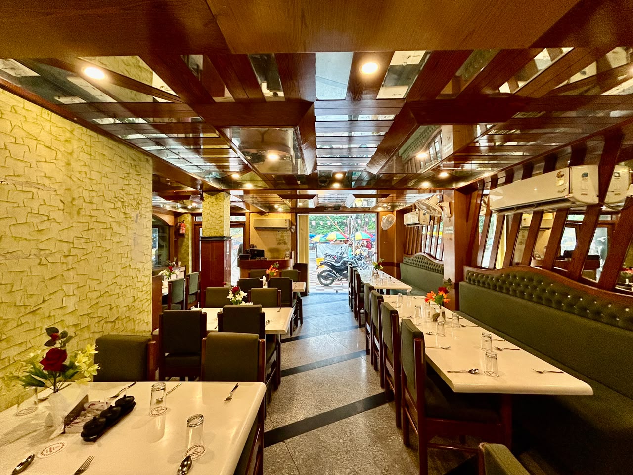 Restaurant dining area at Hotel Tathagat