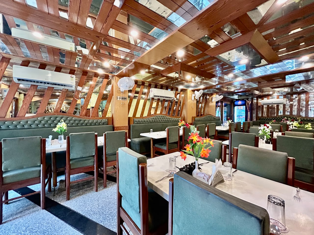 Restaurant interior at Hotel Tathagat